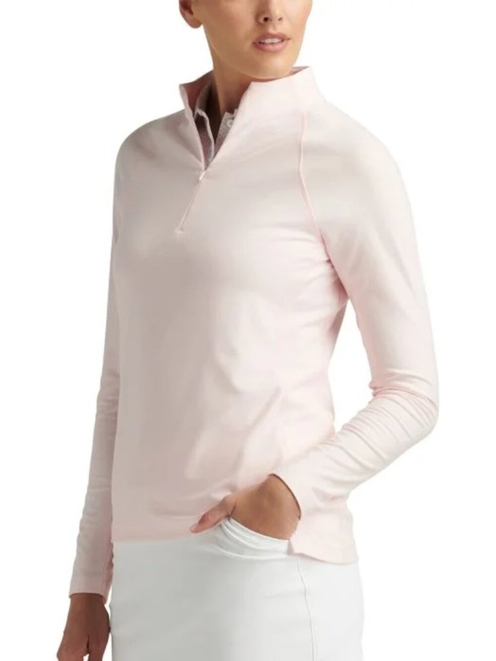 NWT Peter Millar Melange Raglan Sleeve Perth Layer Golf Pullover in Pink